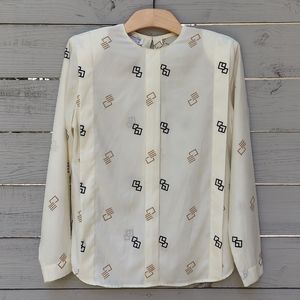 Vintage Christian Dior Geometric Cream Blouse